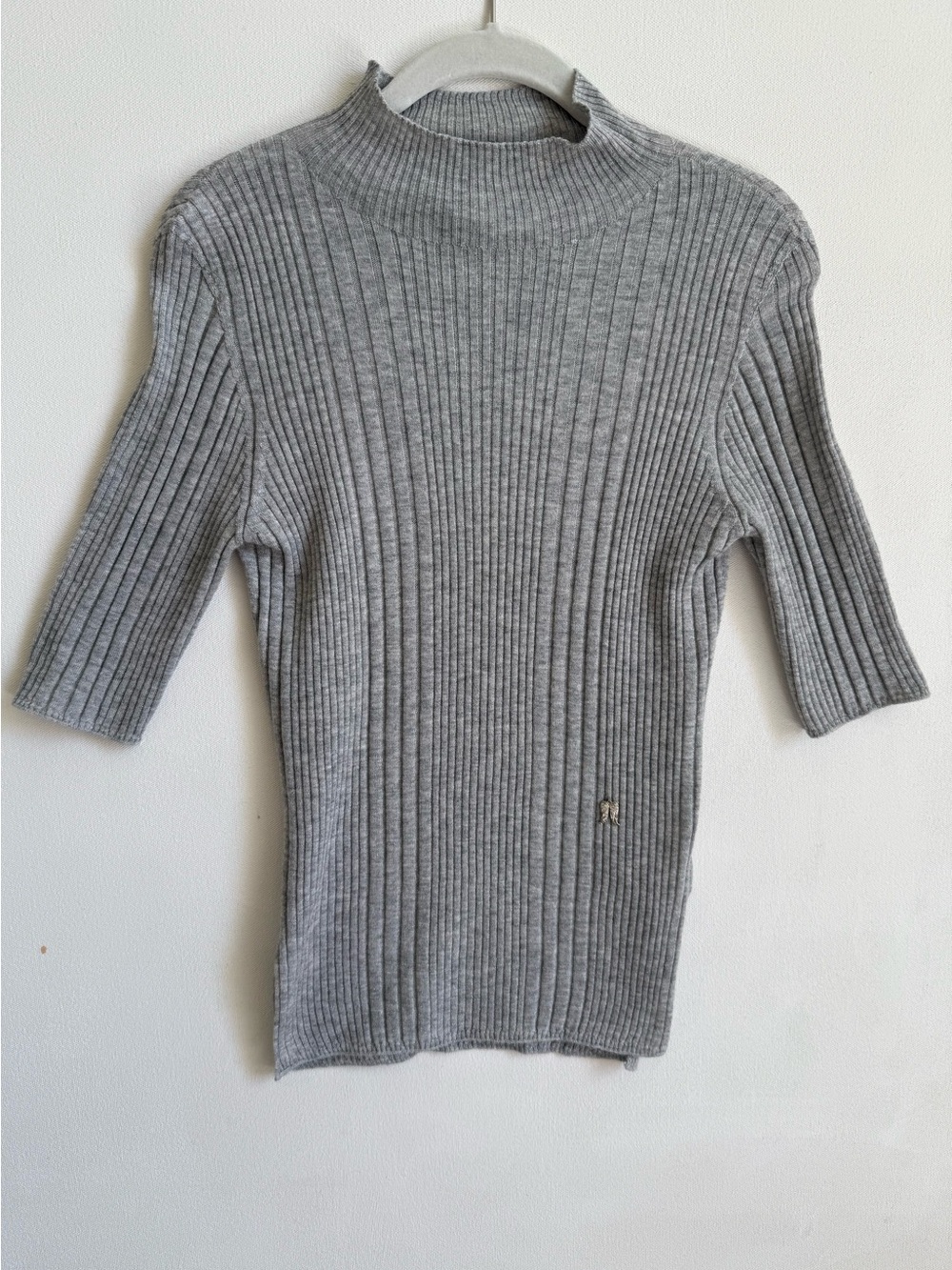 BERENICE French brand mock silver neck gray metallic knit top